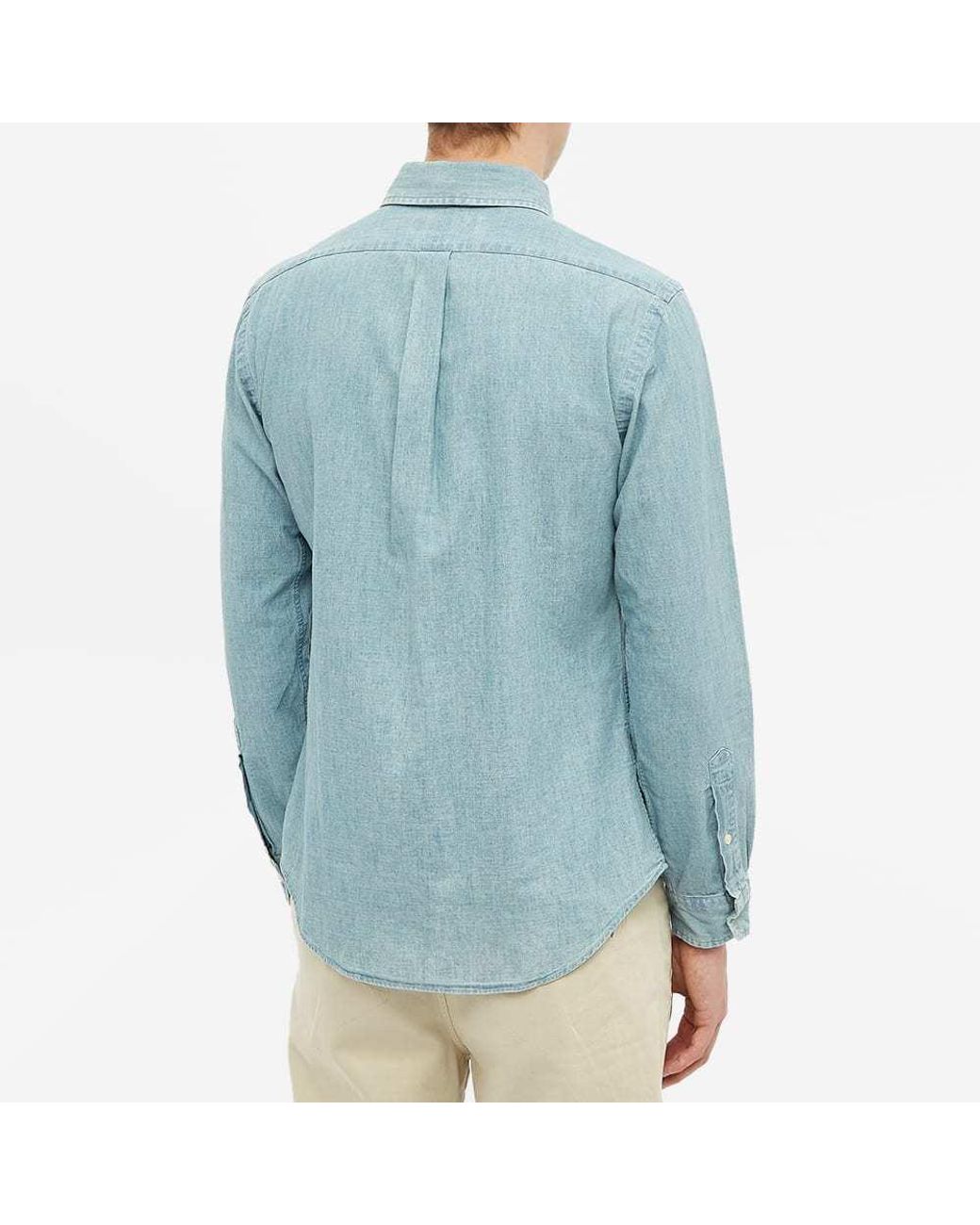 Polo Ralph Lauren Blue Pony Embroidered Curved Hem Shirt for men