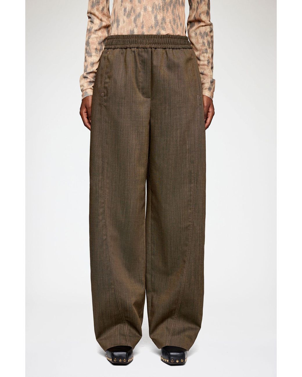 Ganni Green Wide-Leg Cargo Pants
