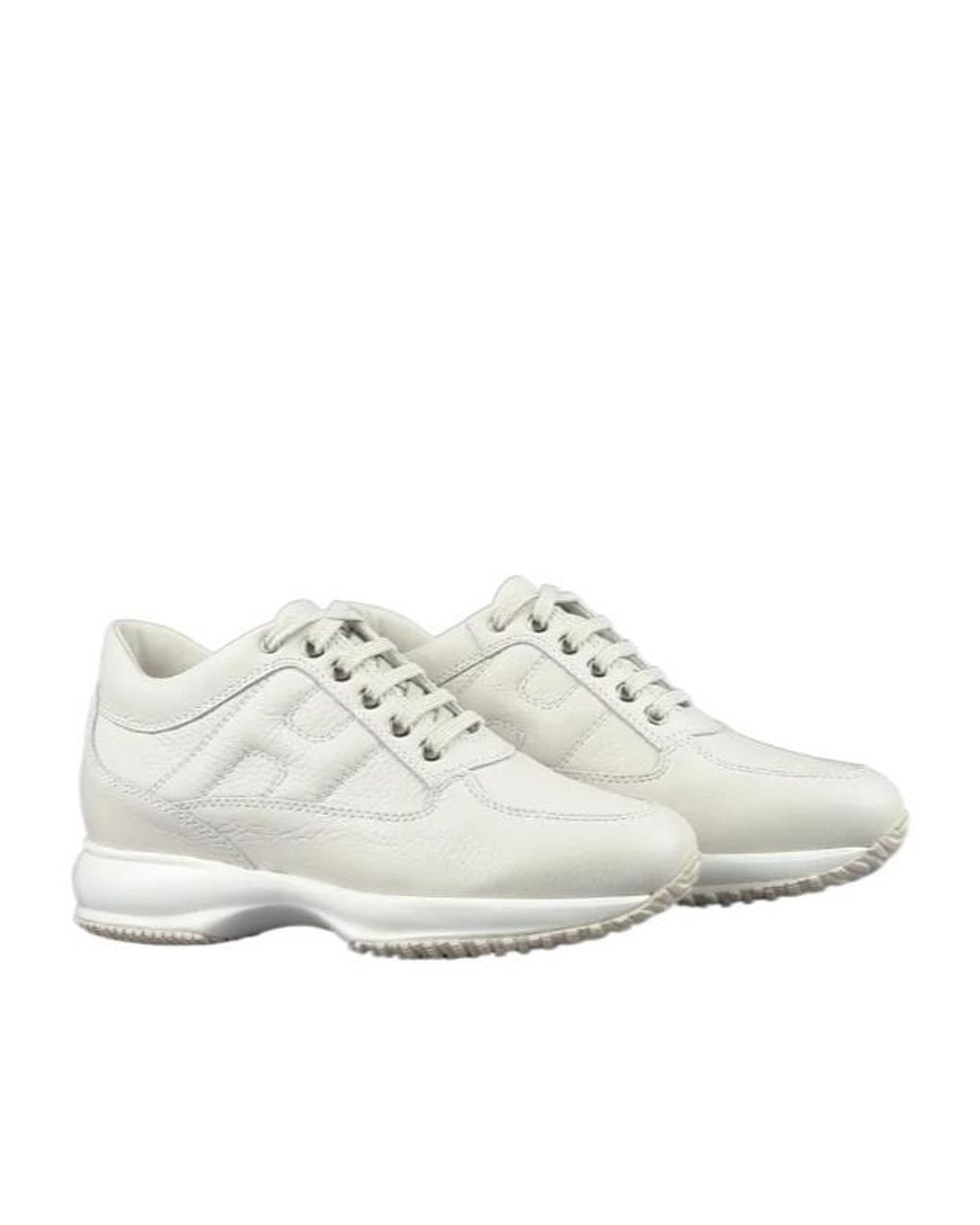 Hogan White Interactive Lace-Up Sneakers
