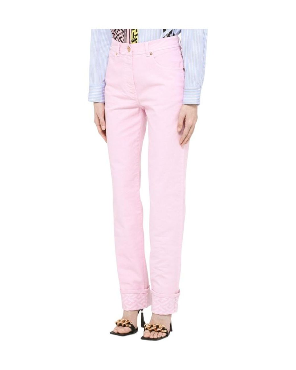 Versace Pink High-Waisted Straight Trousers