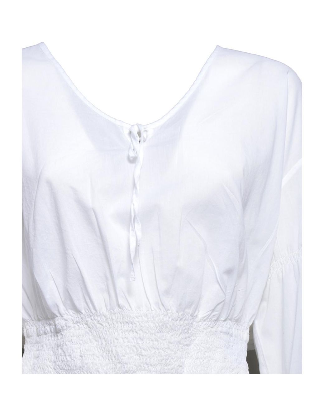 Aspesi White Long-Sleeved Ruffled Blouse