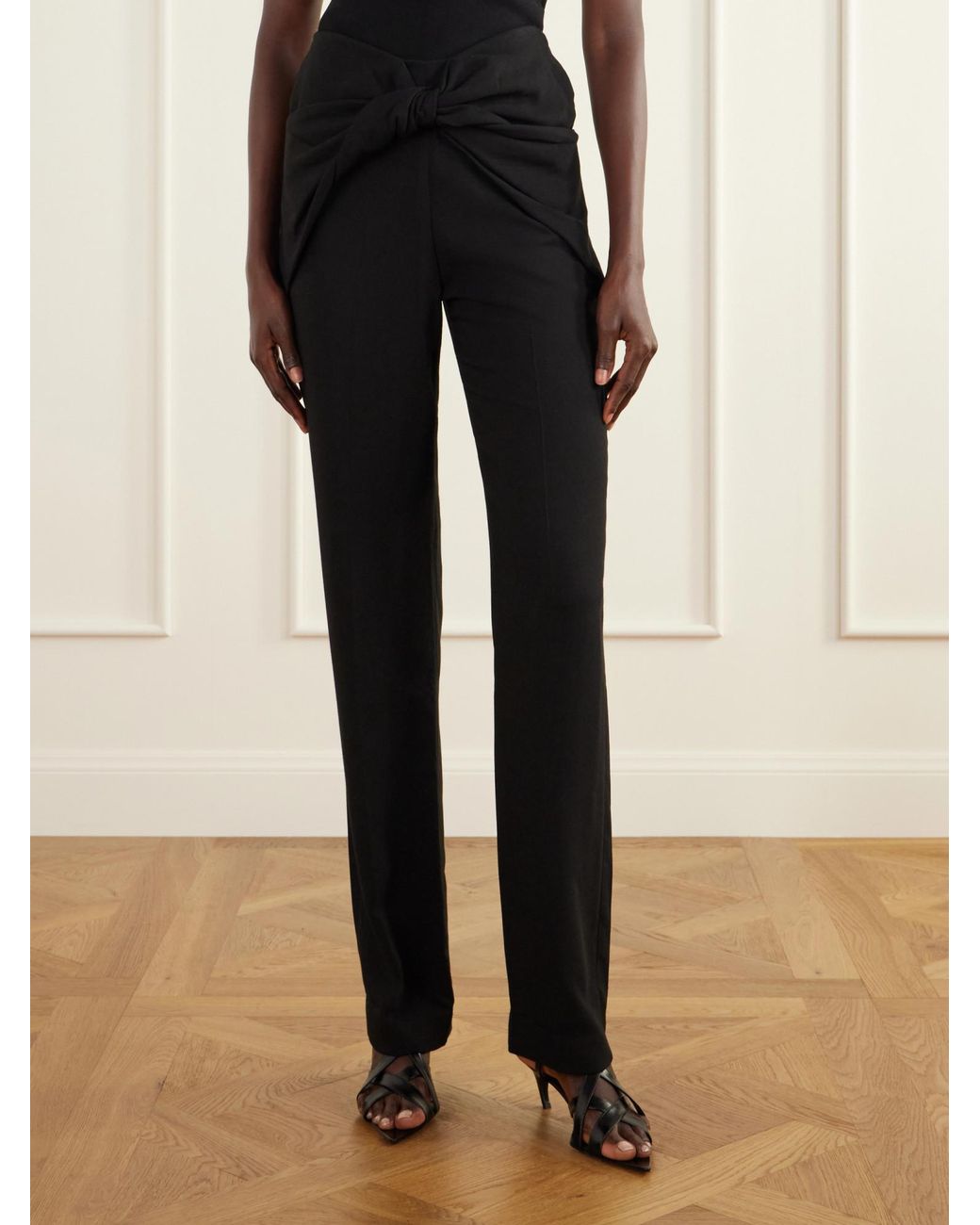 TOVE Black Knot-Detail Casual Trousers