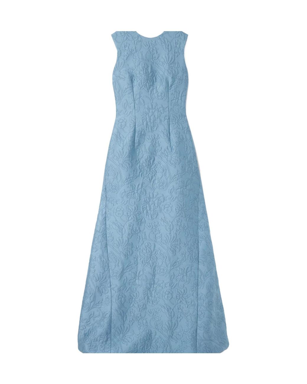 Emilia Wickstead Blue Open-Back Cloqué Maxi Dress