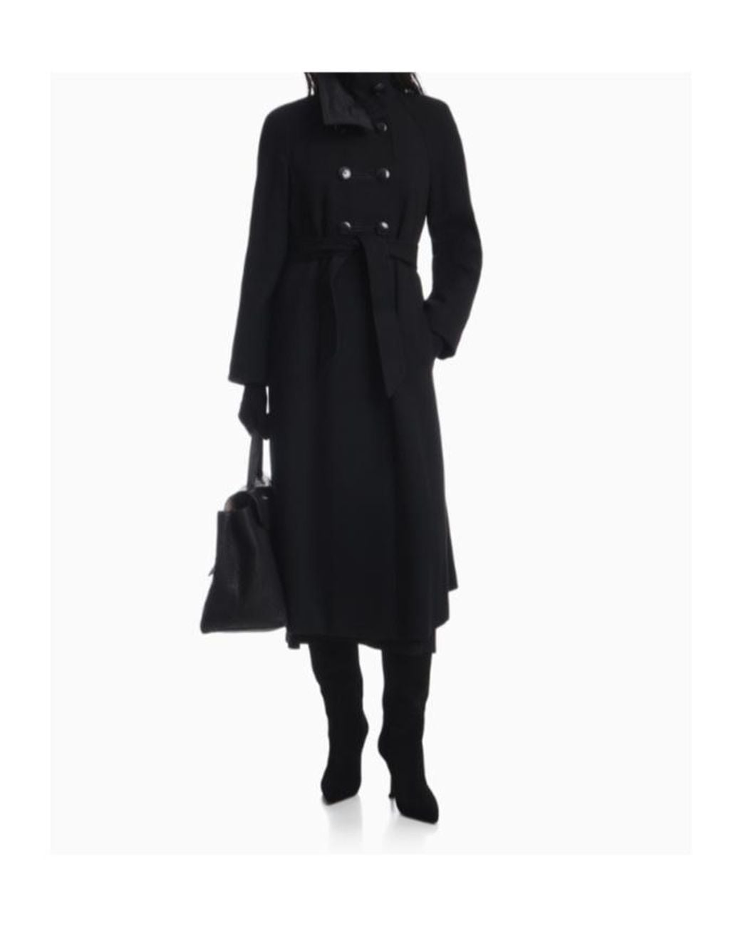 Emporio Armani Black Double-Breasted Belted Coat