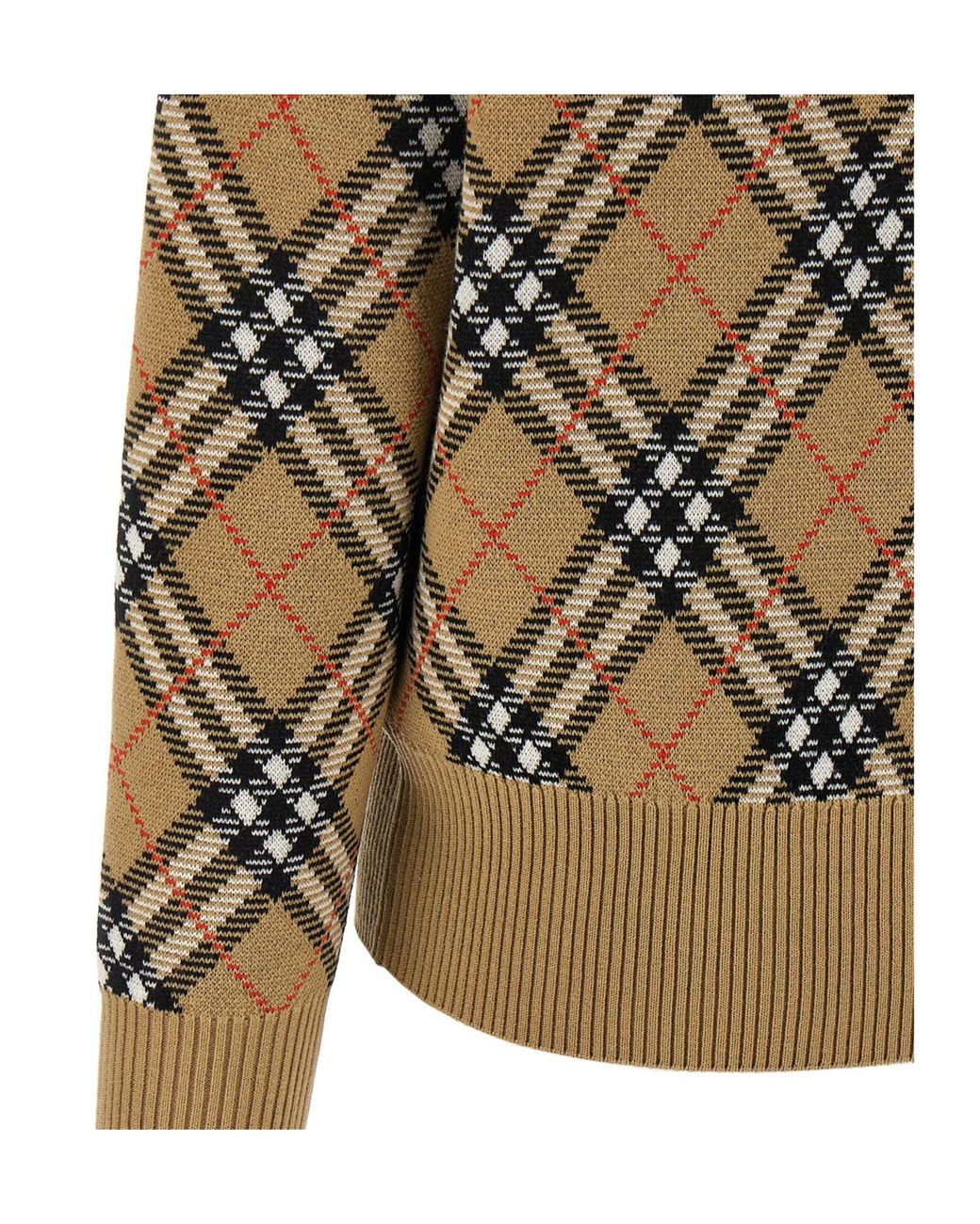 Burberry Gray Crewneck Checked Knitted Jumper