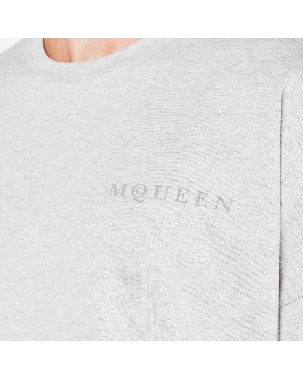 McQueen White Heathergrey Crewneck Shortsleeve Tee for men