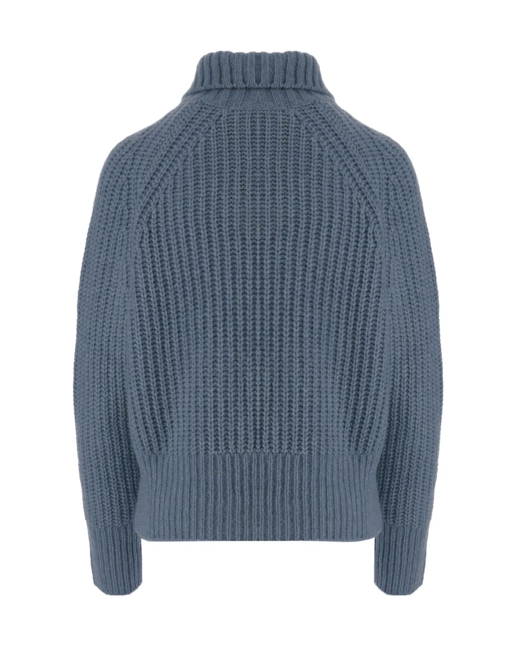 Allude Blue Half Zip Turtleneck Knitted Sweater