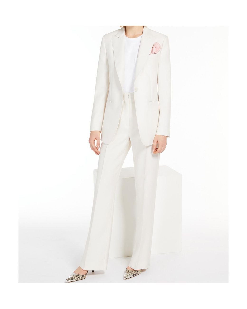 Max Mara White Single-Breasted Long-Sleeved Blazer