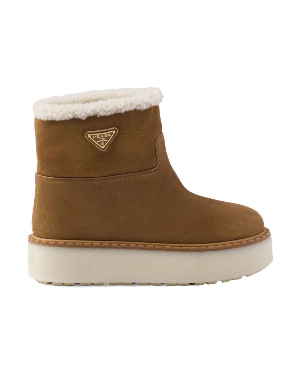 Prada Brown Triangle-Logo Slip-On Boots