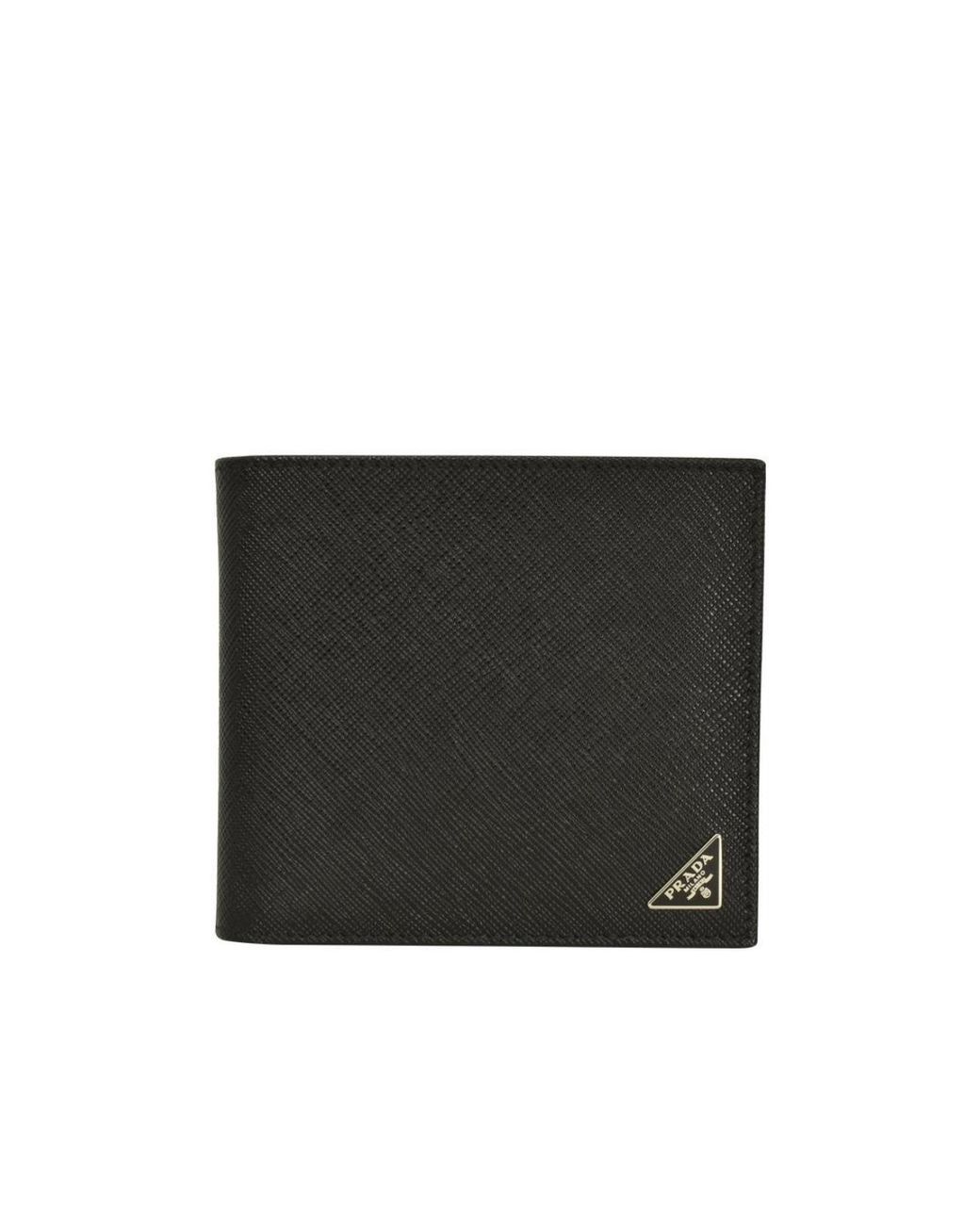 Prada Black Triangle-Logo Bi-Fold Wallet for men