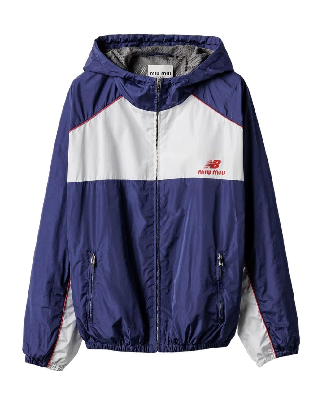 Miu Miu Blue Technical Poplin Hoodie Jacket