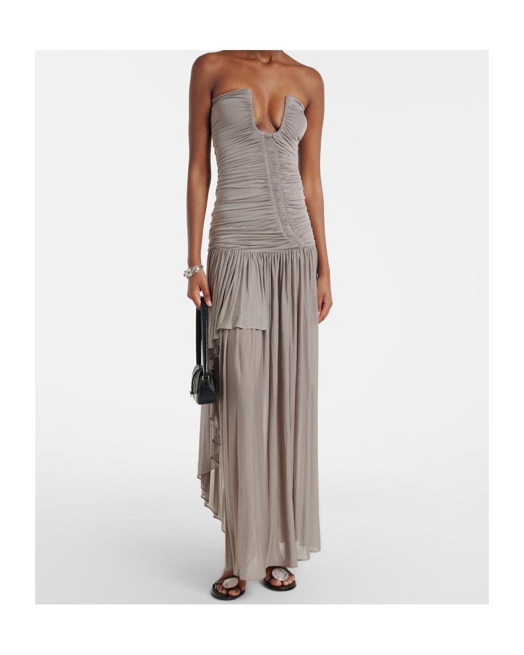 Christopher Esber Multicolor Ruched Asymmetric Midi Dress