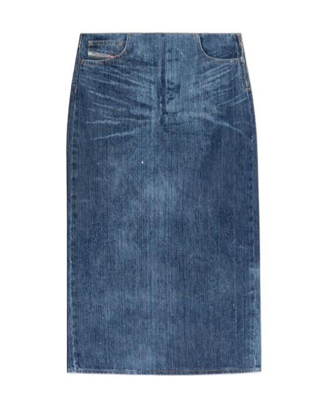 DIESEL Blue De-Pra-S3 Denim Midi Skirt