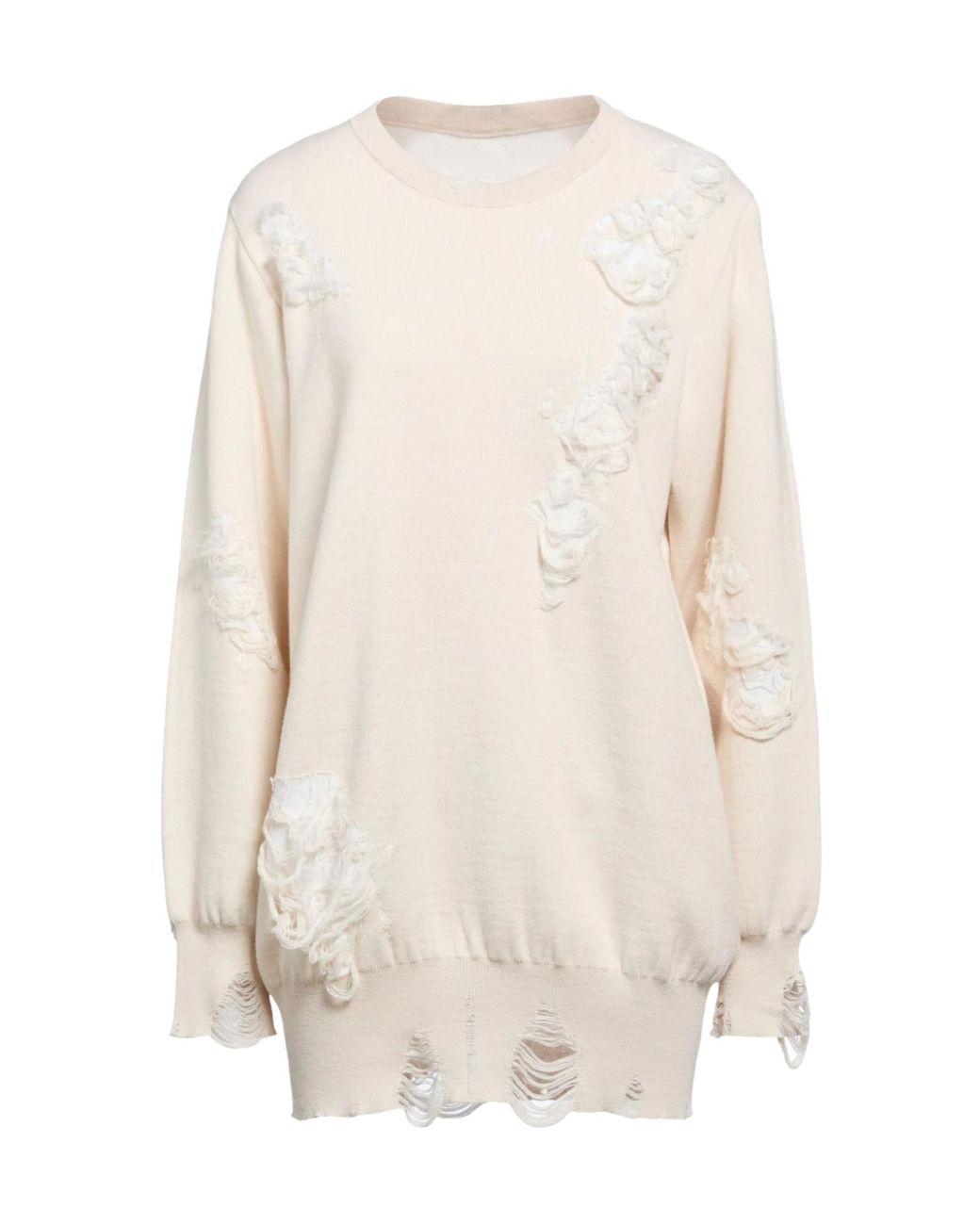 MM6 by Maison Margiela White Minimalist Solid Color Knit Sweater