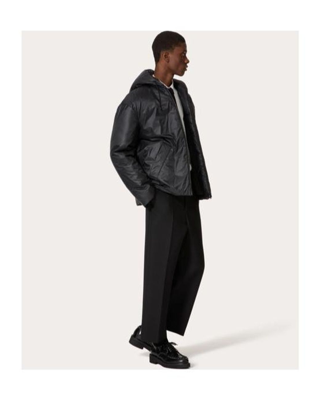Valentino Black Pleat Detailed Cropped Pants for men