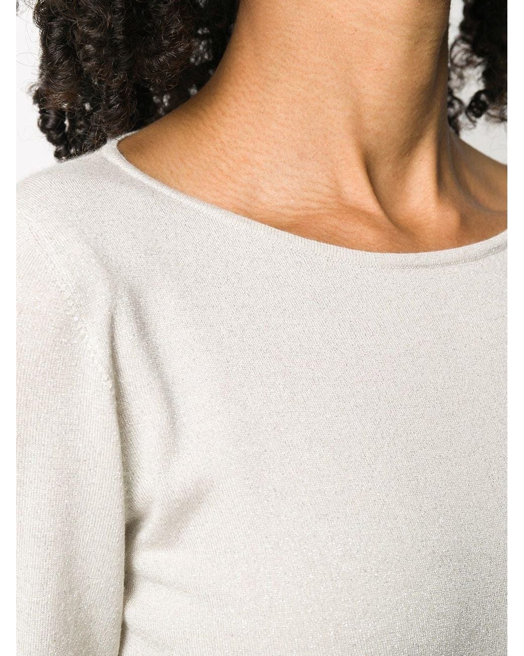Brunello Cucinelli White Long-Sleeved Crewneck Jumper