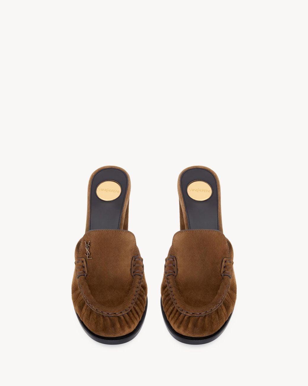 Saint Laurent Brown Le Loafer Block Heel Mules