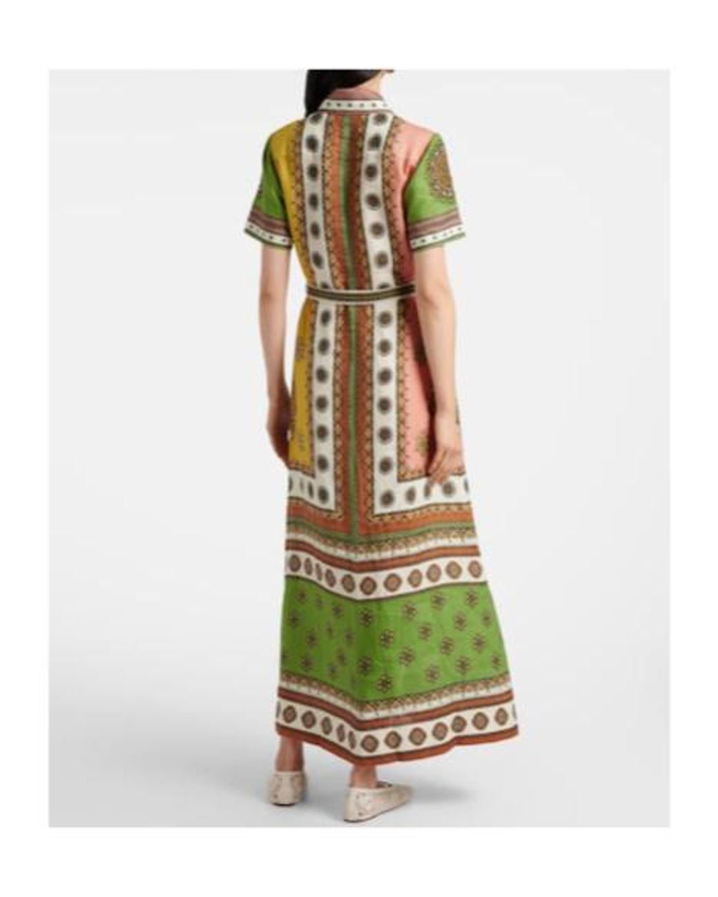 ALÉMAIS Green Contina Belted Linen Shirt Dress