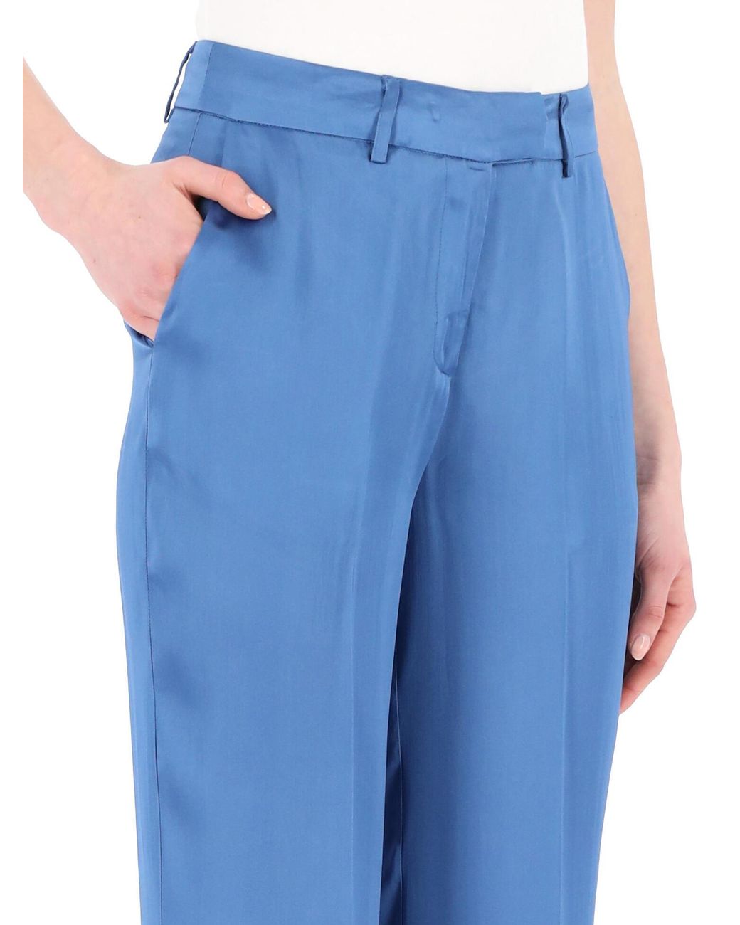 Semicouture Blue Tailored Wide-Leg Pants