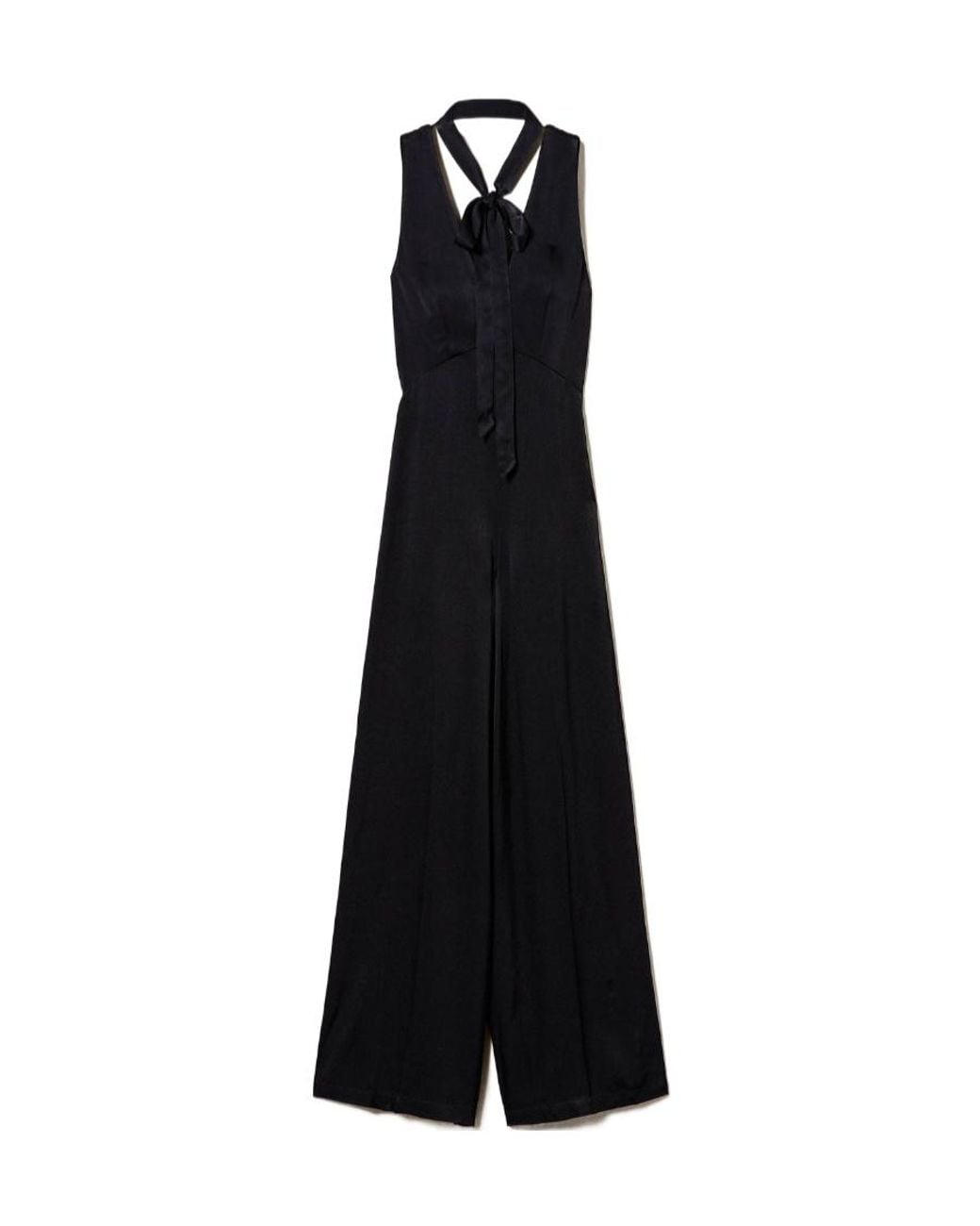 Twinset Black Sleeveless Satin Jumpsuit