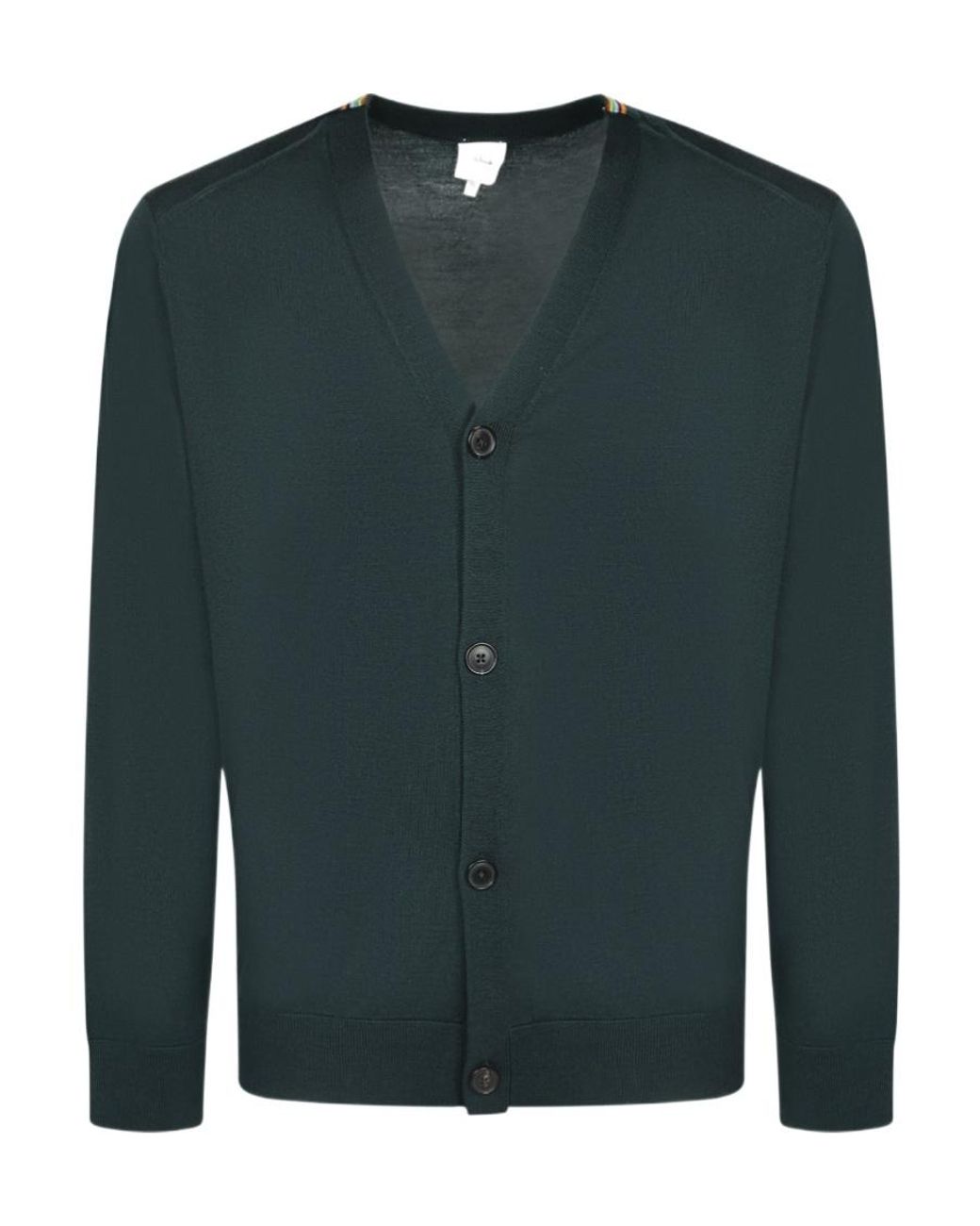 Paul Smith Green Stripe Collar Button Cardigan for men