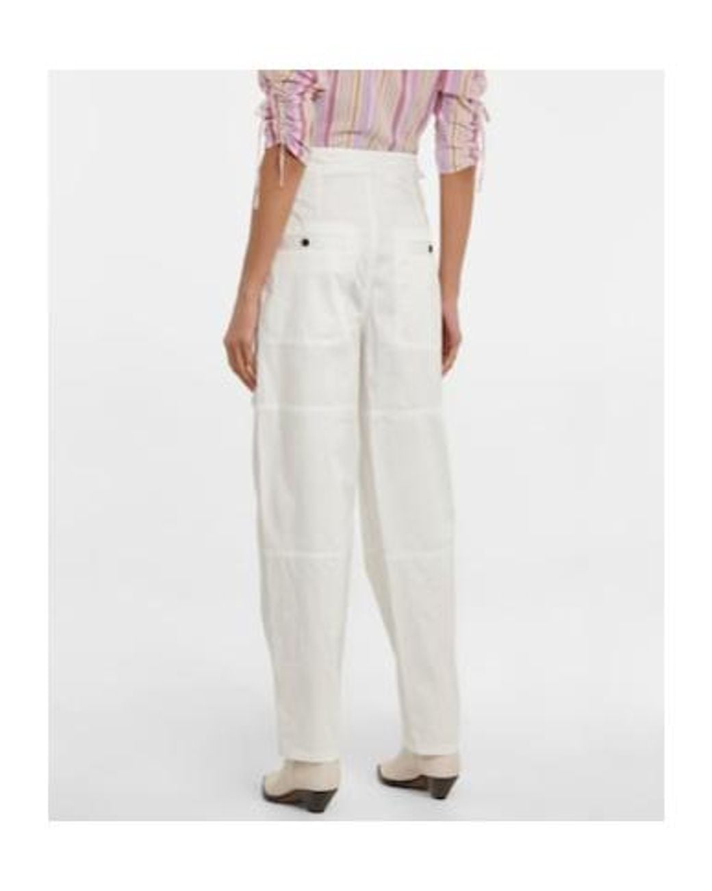 Isabel Marant White High-Rise Tapered Cotton Pants
