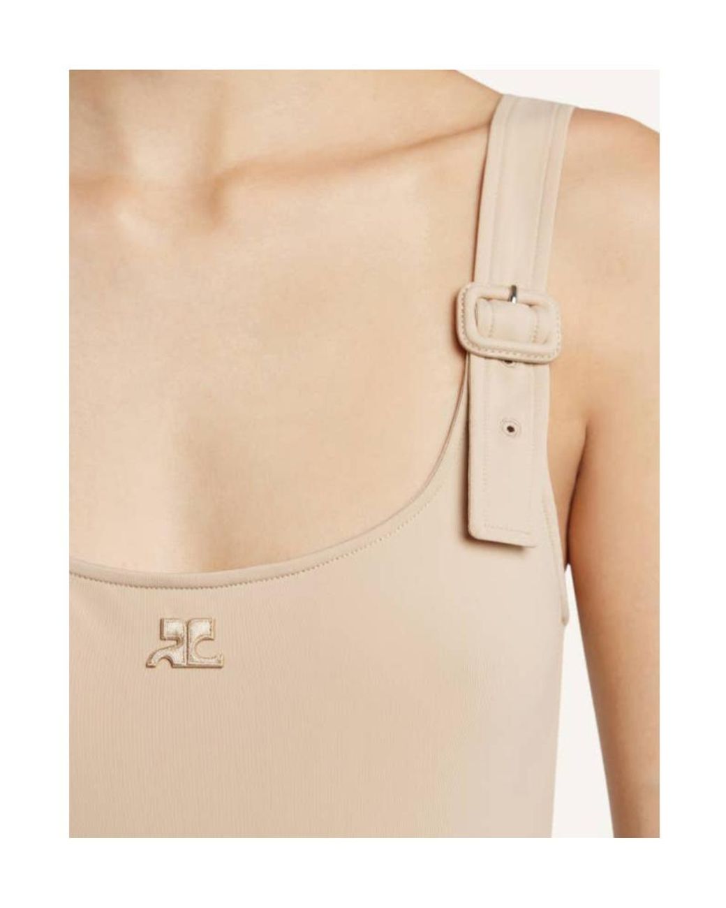Courreges Natural Courrèges Buckle Cut-Out Swimsuit