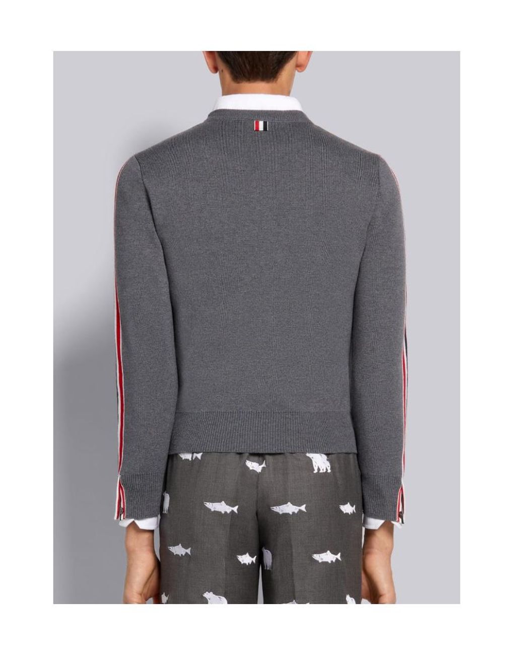 Thom Browne Gray Round-Neck Sweater for men
