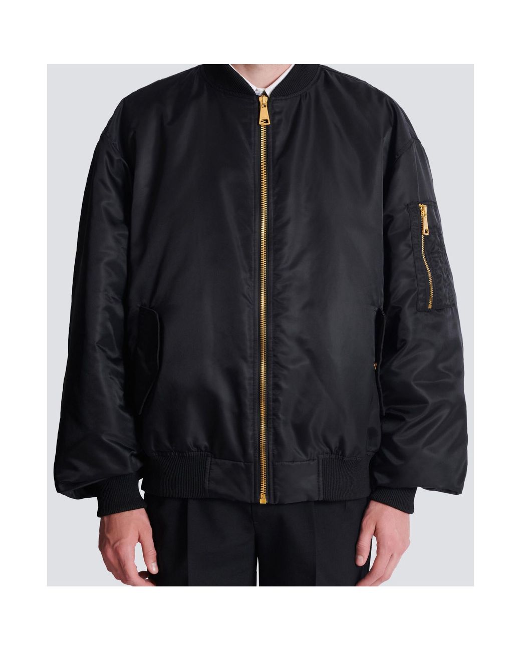 Balmain Black Printed Bomber Jacket for men