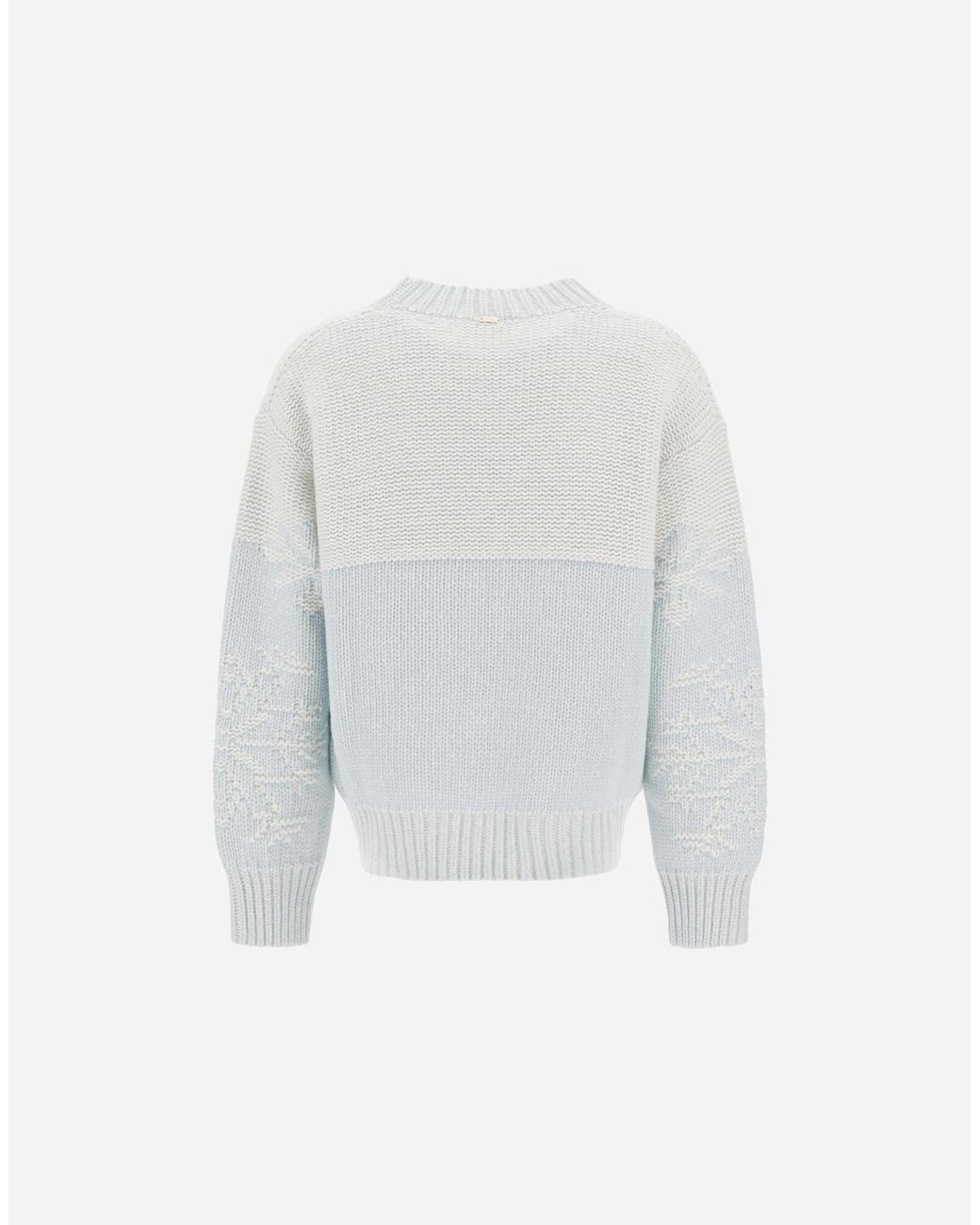 Herno Gray Intarsia-Knit Crew-Neck Sweater