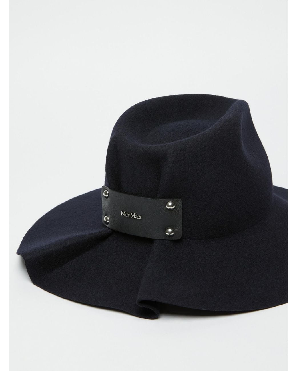 Max Mara White Felt Wool Floppy Brim Hat