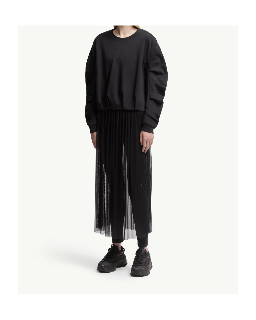 Moncler Black Pleated Crewneck Sweatshirt