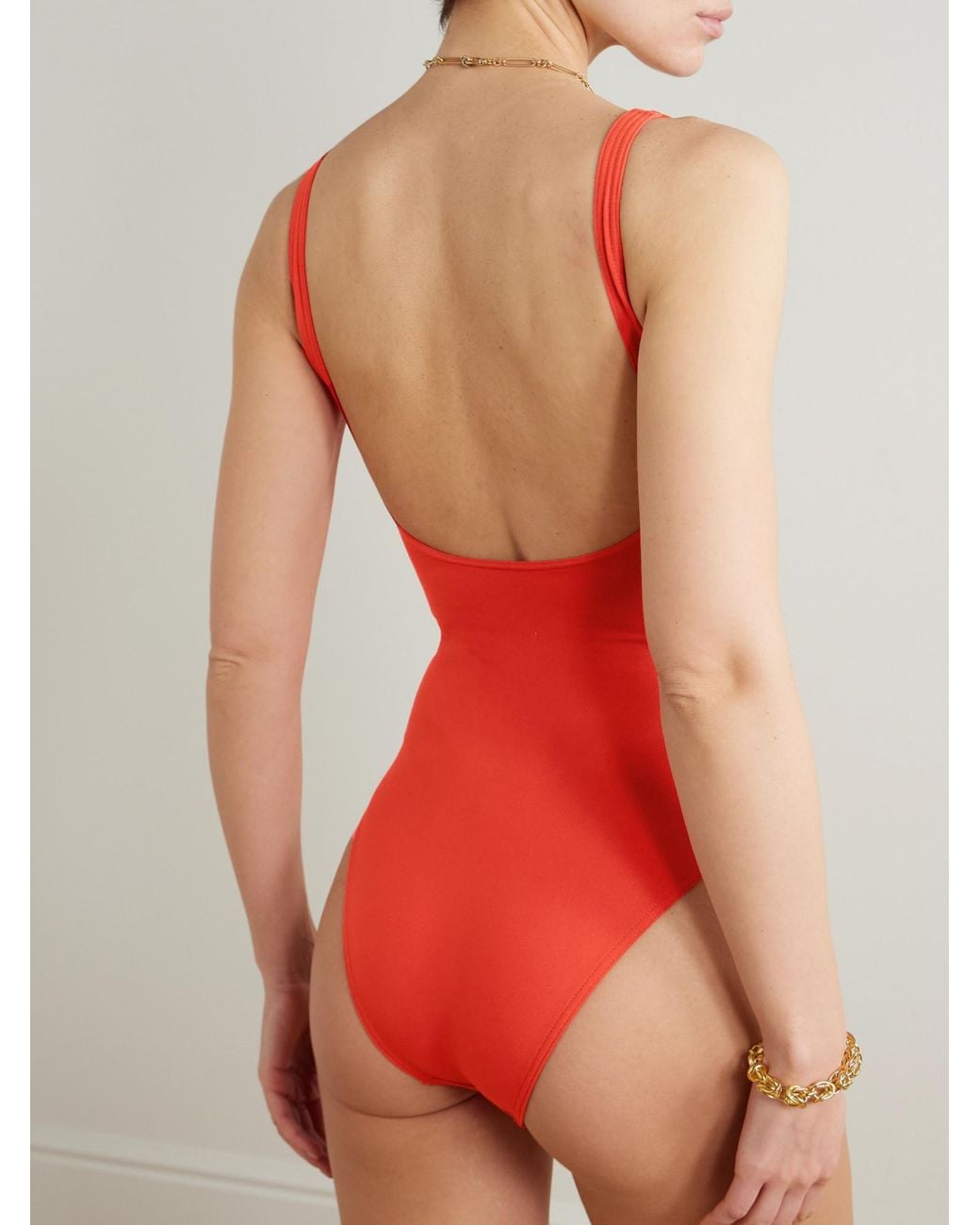 Eres Red Minimal Block One-Piece Swimsuit