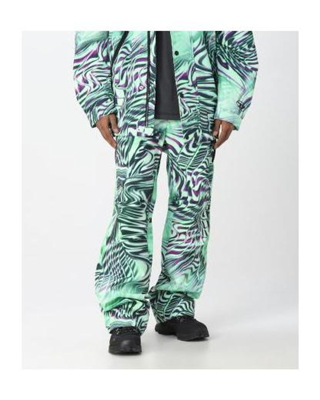 DIESEL Green Logo Embroidered Optical Pants for men