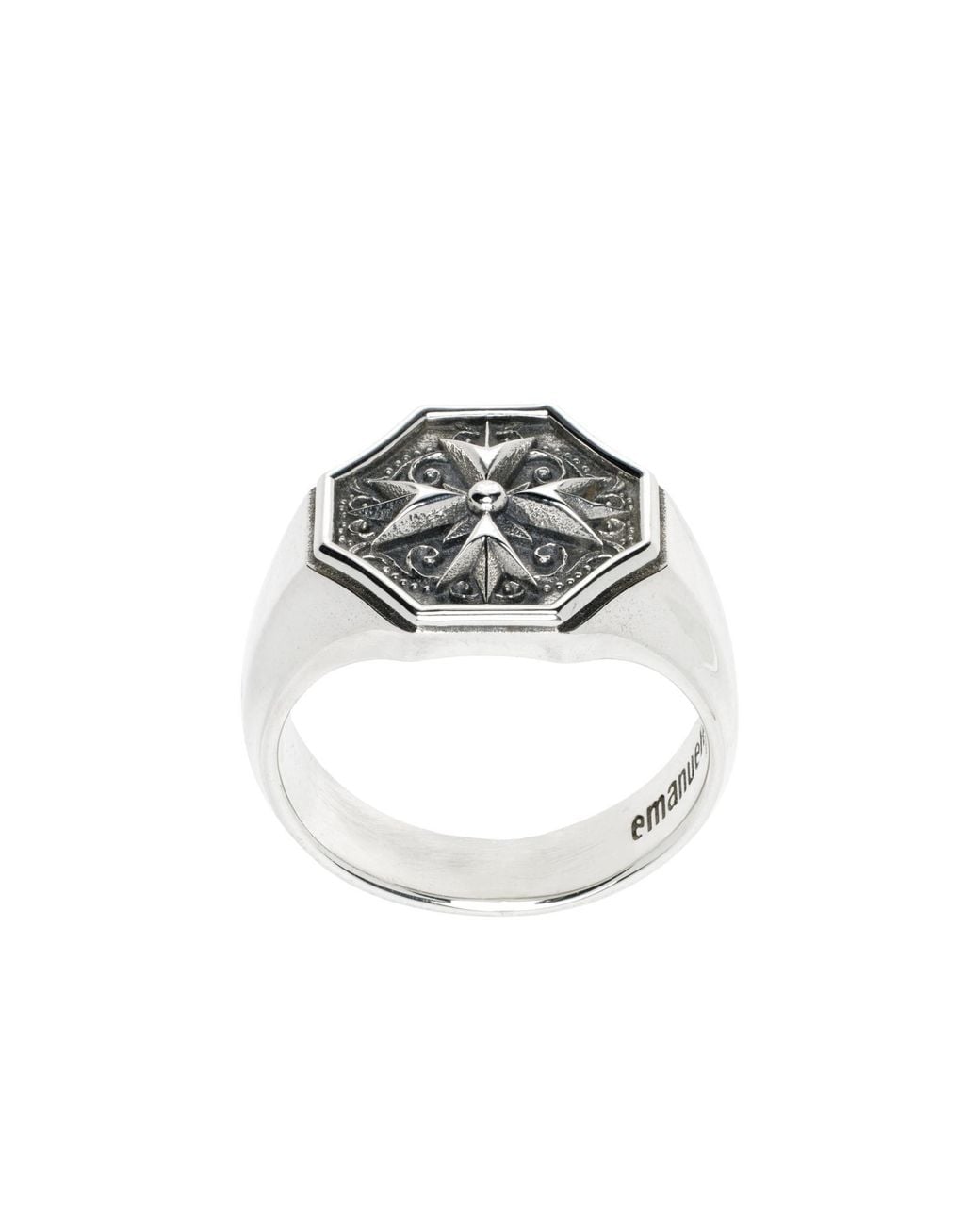 Emanuele Bicocchi Metallic Crest Signet Ring for men
