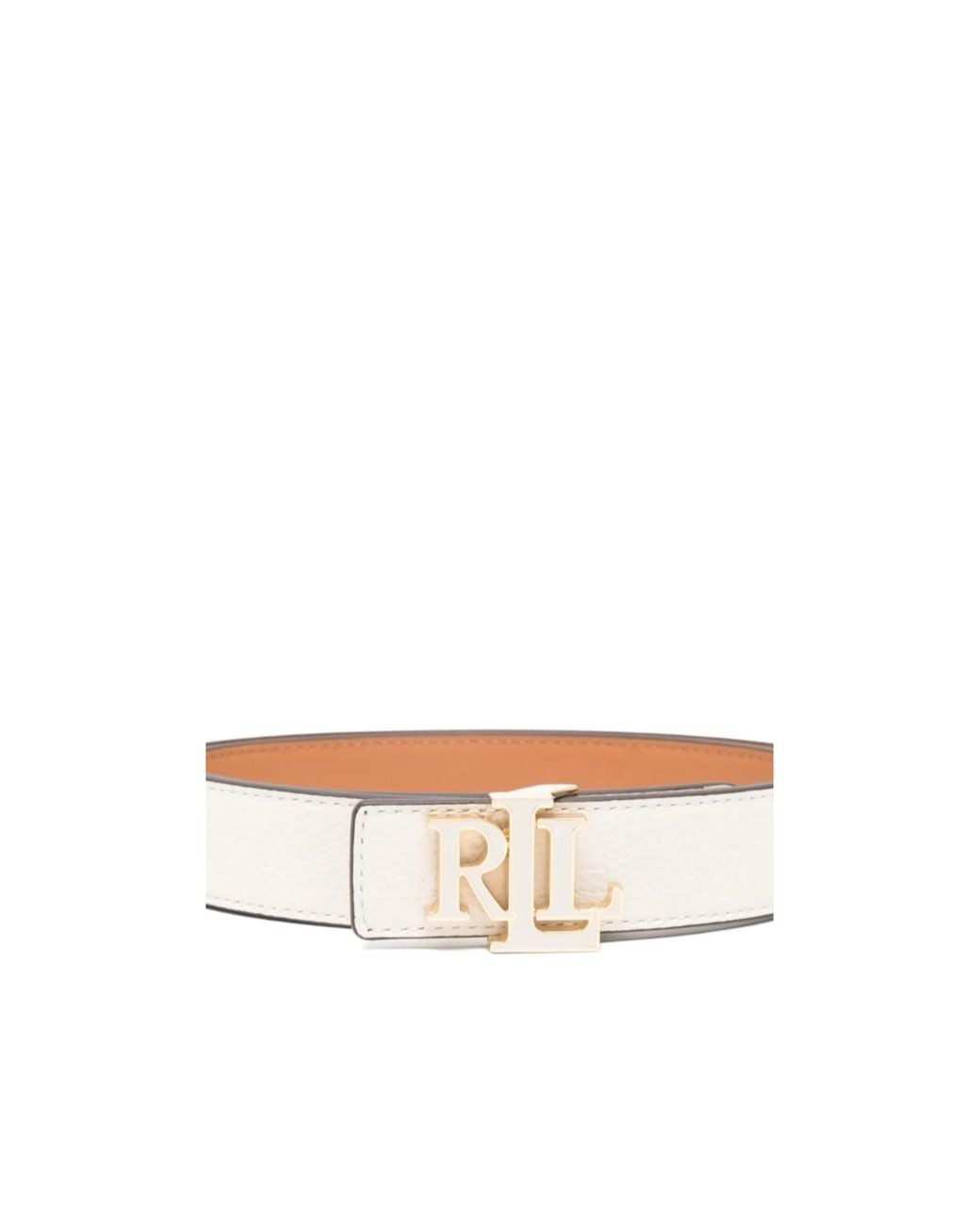 Ralph Lauren White Lauren Logo Lettering Buckle Belt