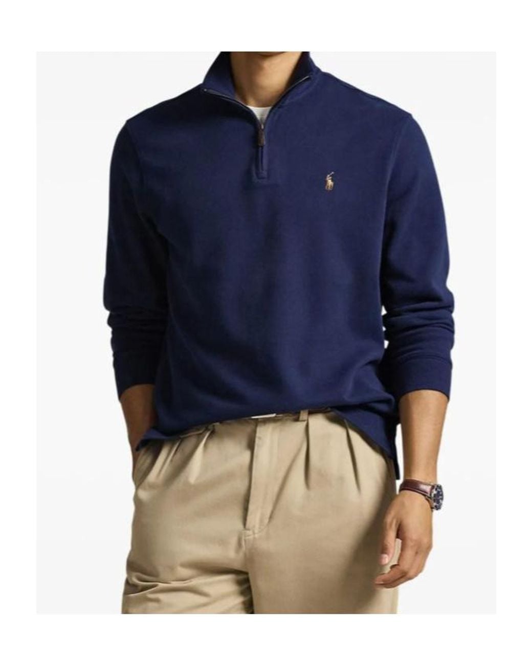 Polo Ralph Lauren Blue Estate-Rib Quarter-Zip Pullover for men