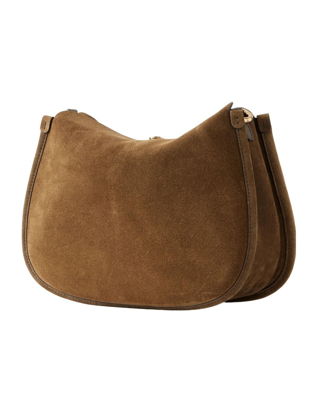Etro Brown Logo-Detailed Leather-Trimmed Suede Shoulder Bag