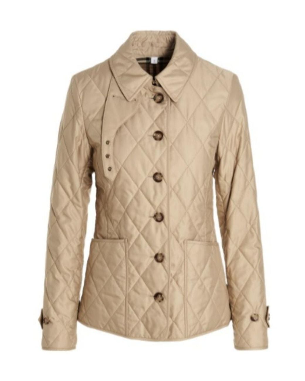 Burberry Natural Quilted And Folded Collar Cotton Dress