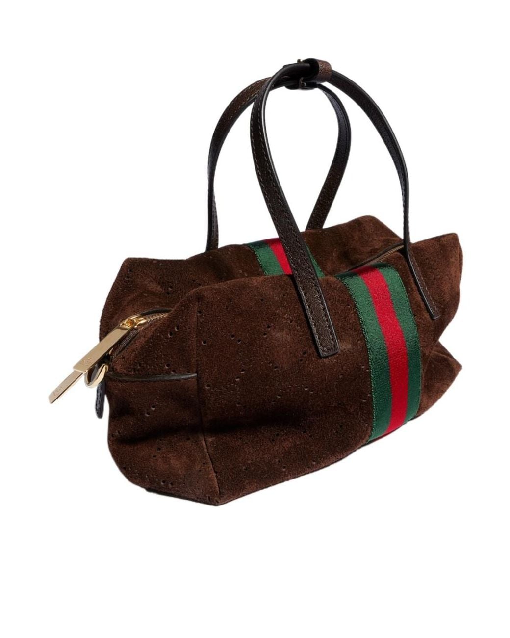Gucci Brown Small Boston Bag With Web