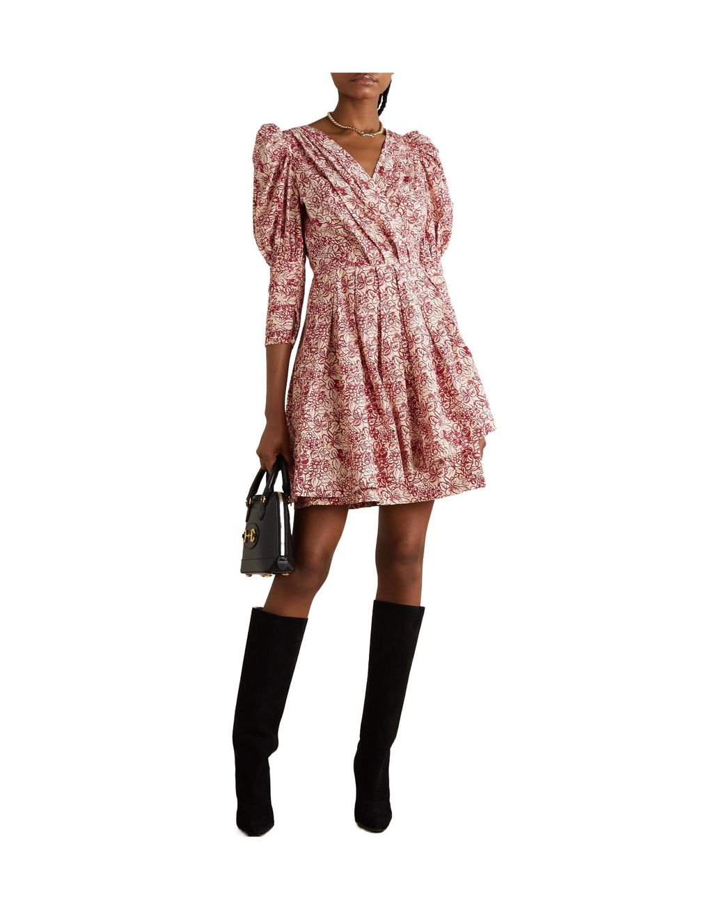 BATSHEVA Pink Izra Floral-Print Cotton-Poplin Mini Dress