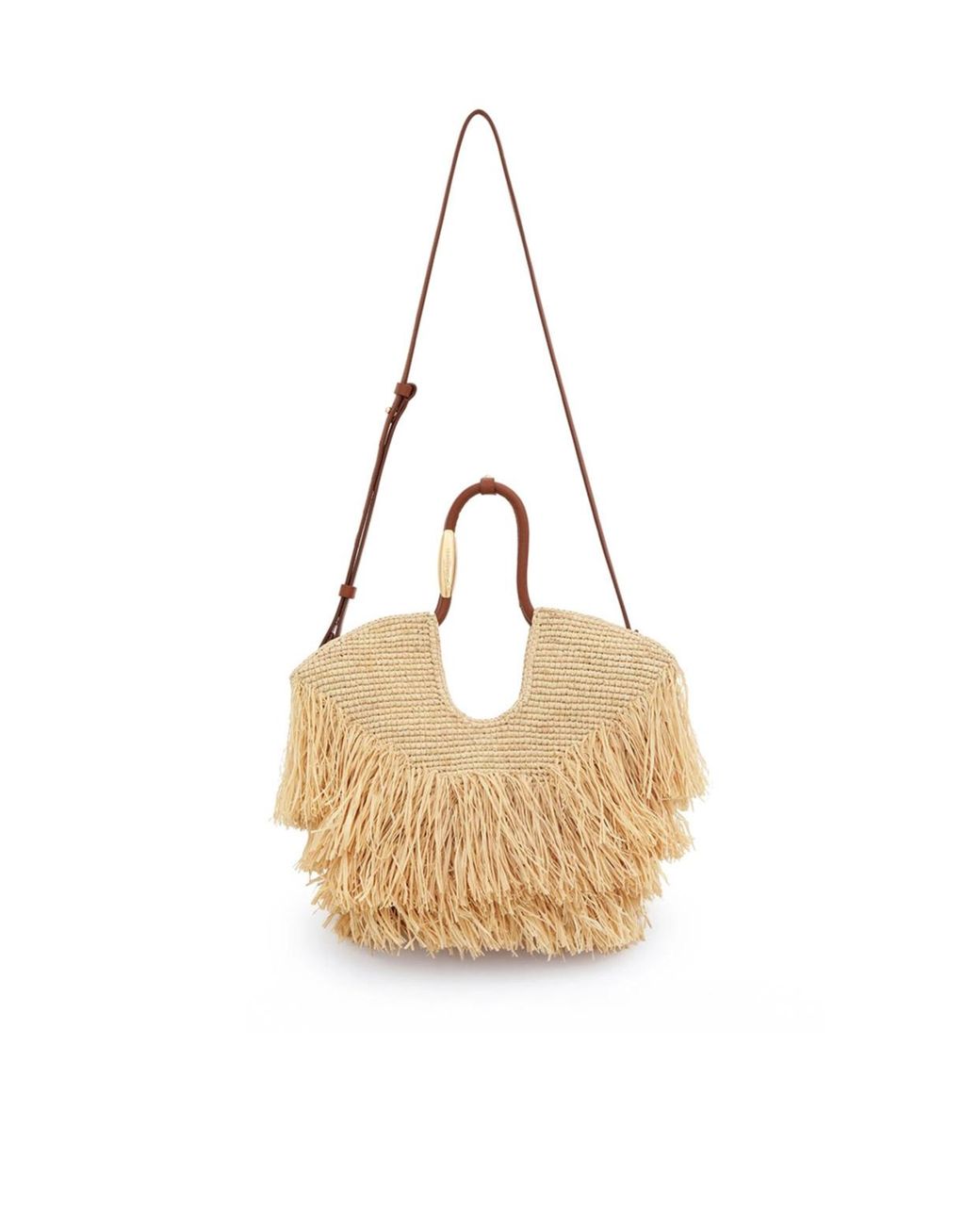Zimmermann Natural Interwovened Fringed Top Handle Bag