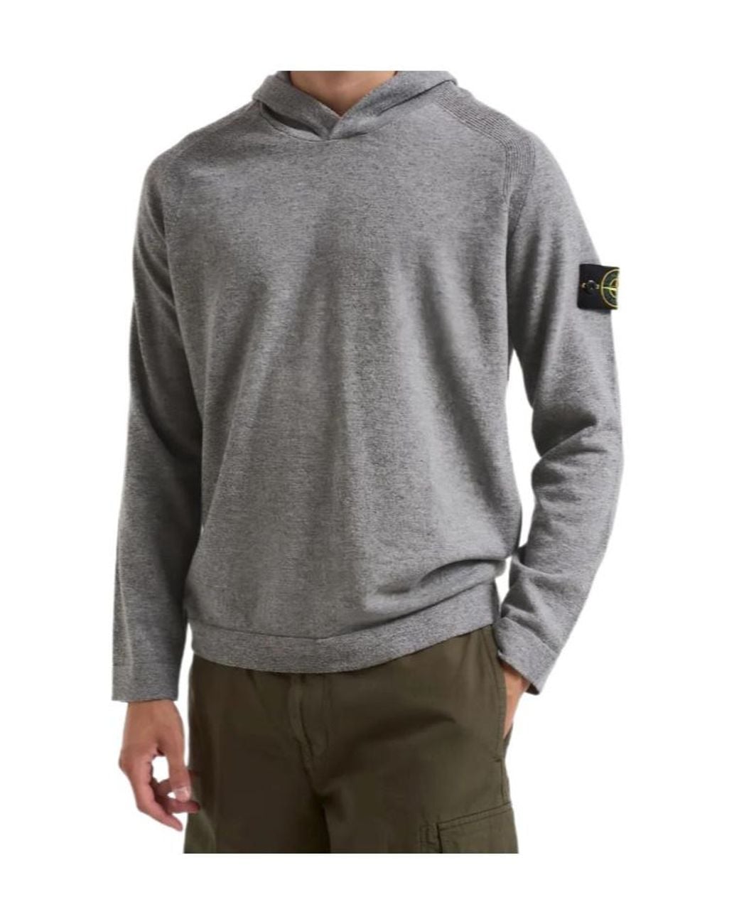 Stone Island Gray Long-Sleeve Logo Patch Hoodie for men
