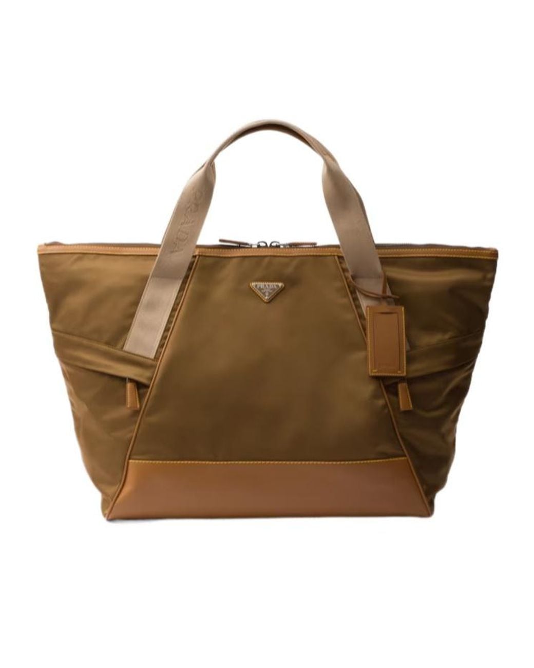 Prada Brown Re-Nylon Zipped Duffle Bag for men