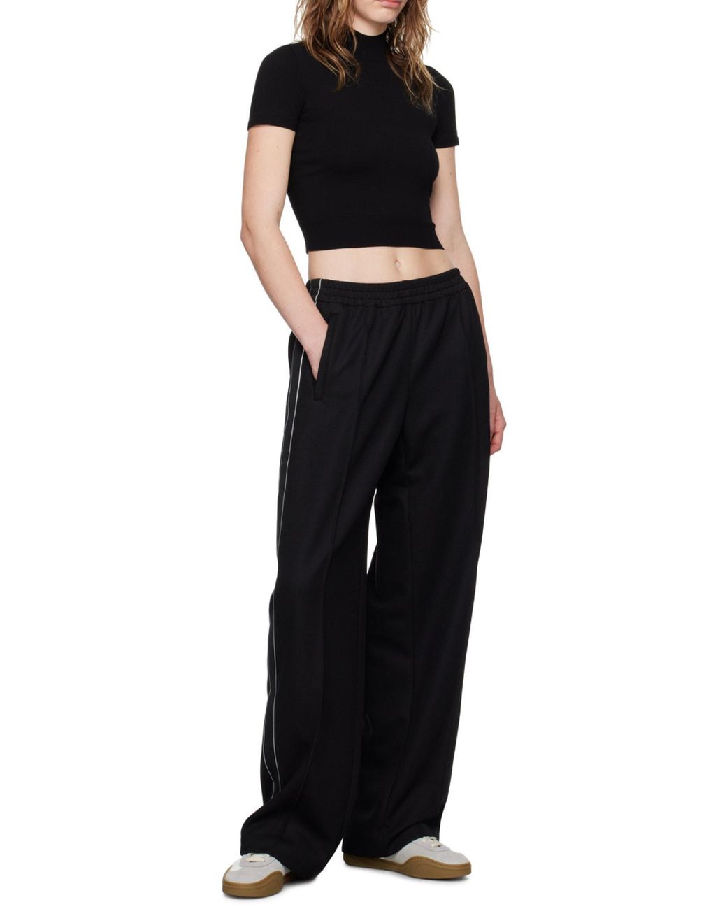Alexander Wang Black T By Logo Tape Track Pants