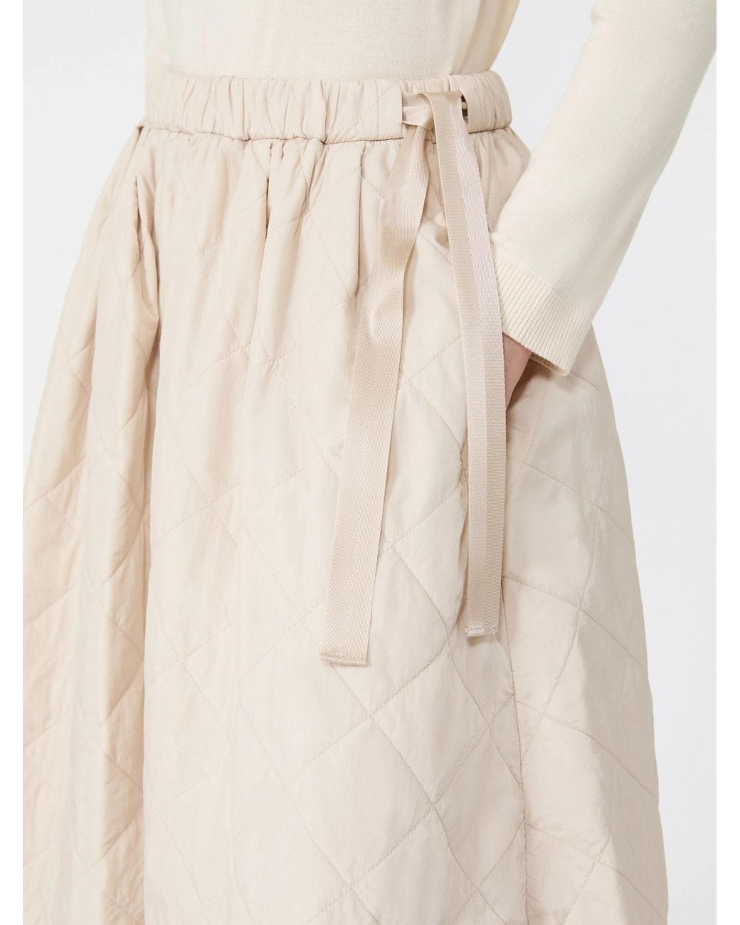 Weekend by Maxmara White Technical Plain-Weave Fabric Flared Skirt