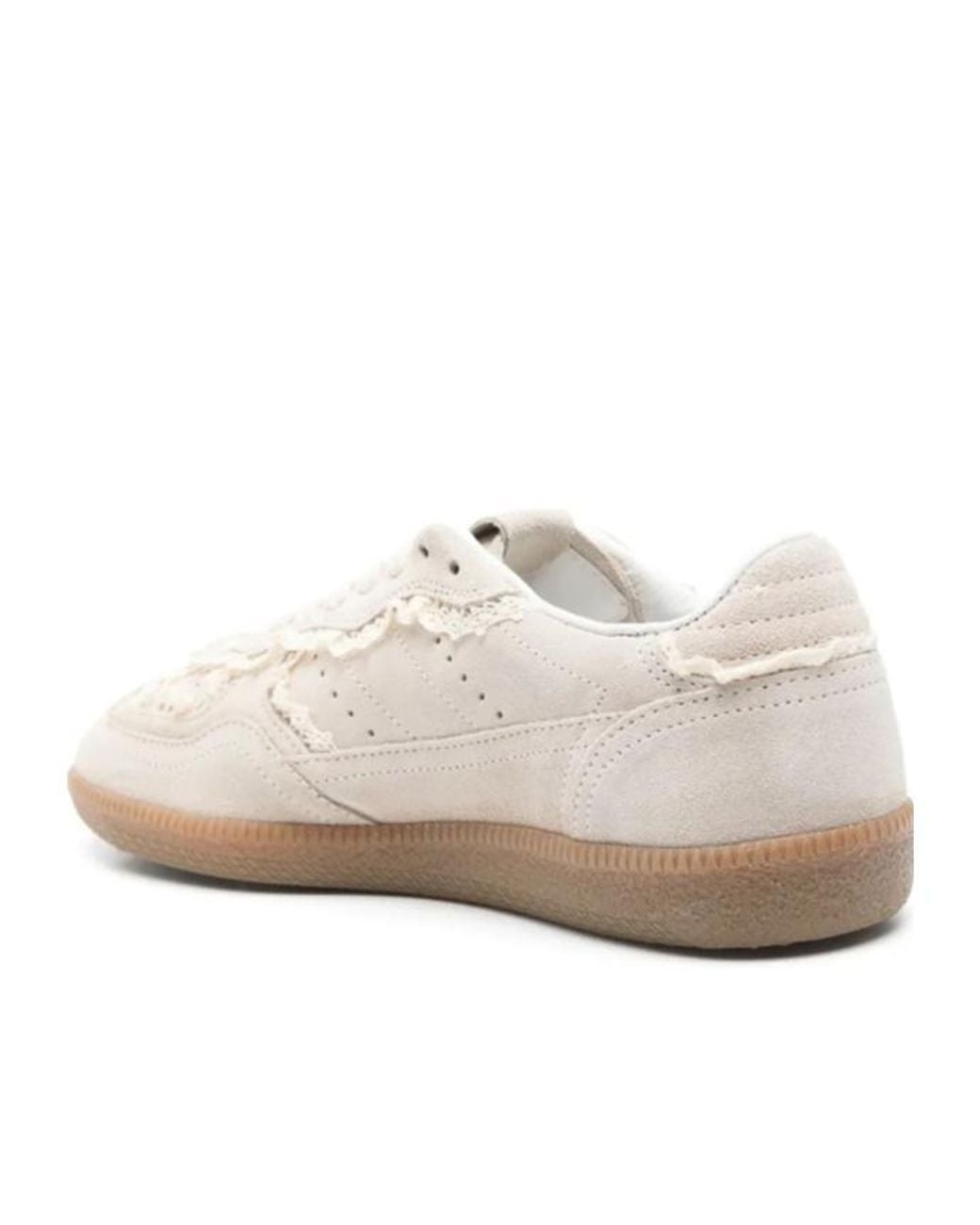 Alohas White Crochet Trim Lace-Up Sneakers