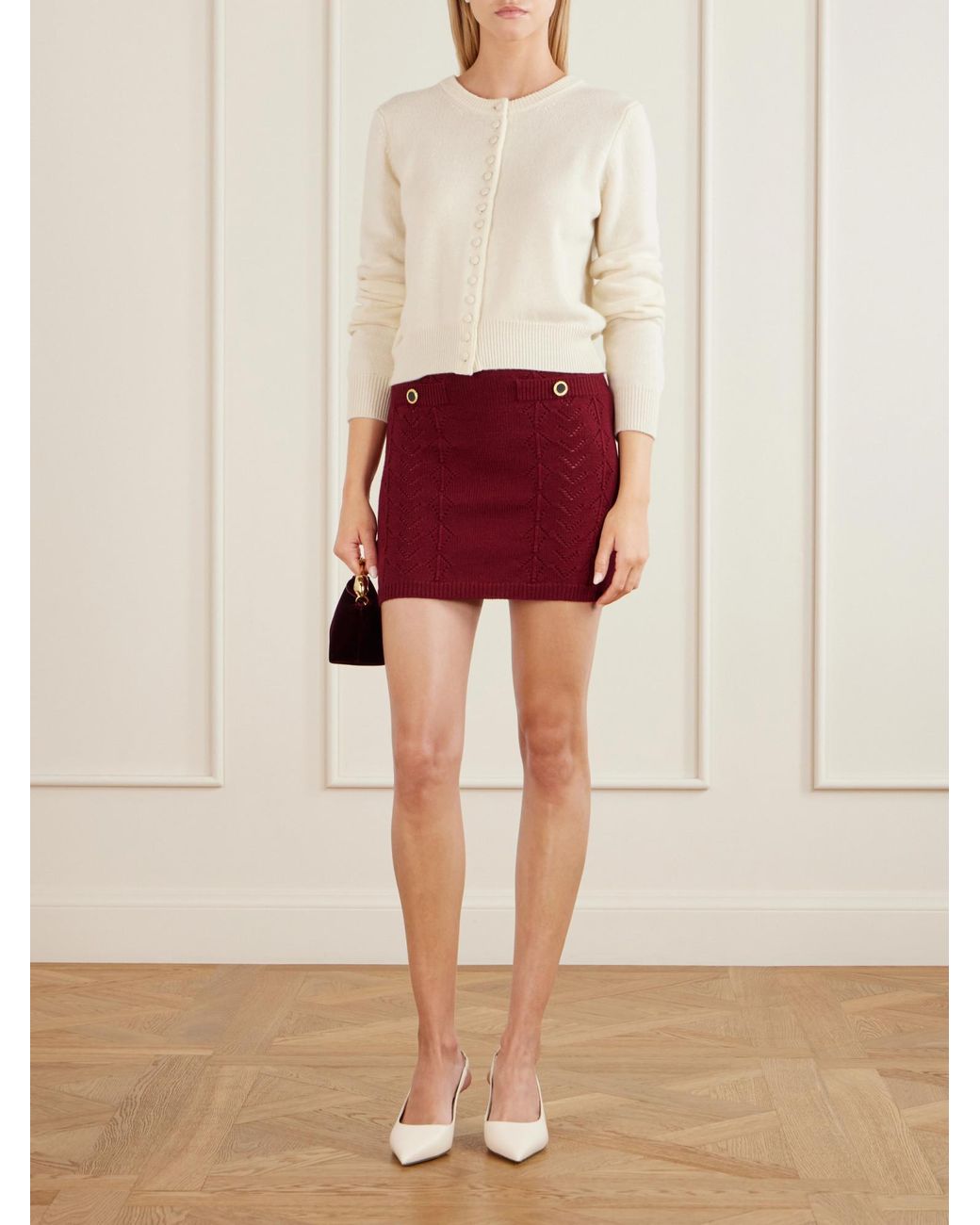 Alessandra Rich Red Virgin Wool Mini Skirt