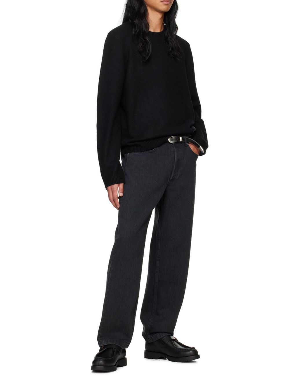 A.P.C. Black Edward Logo Intarsia-Knit Crewneck Jumper for men