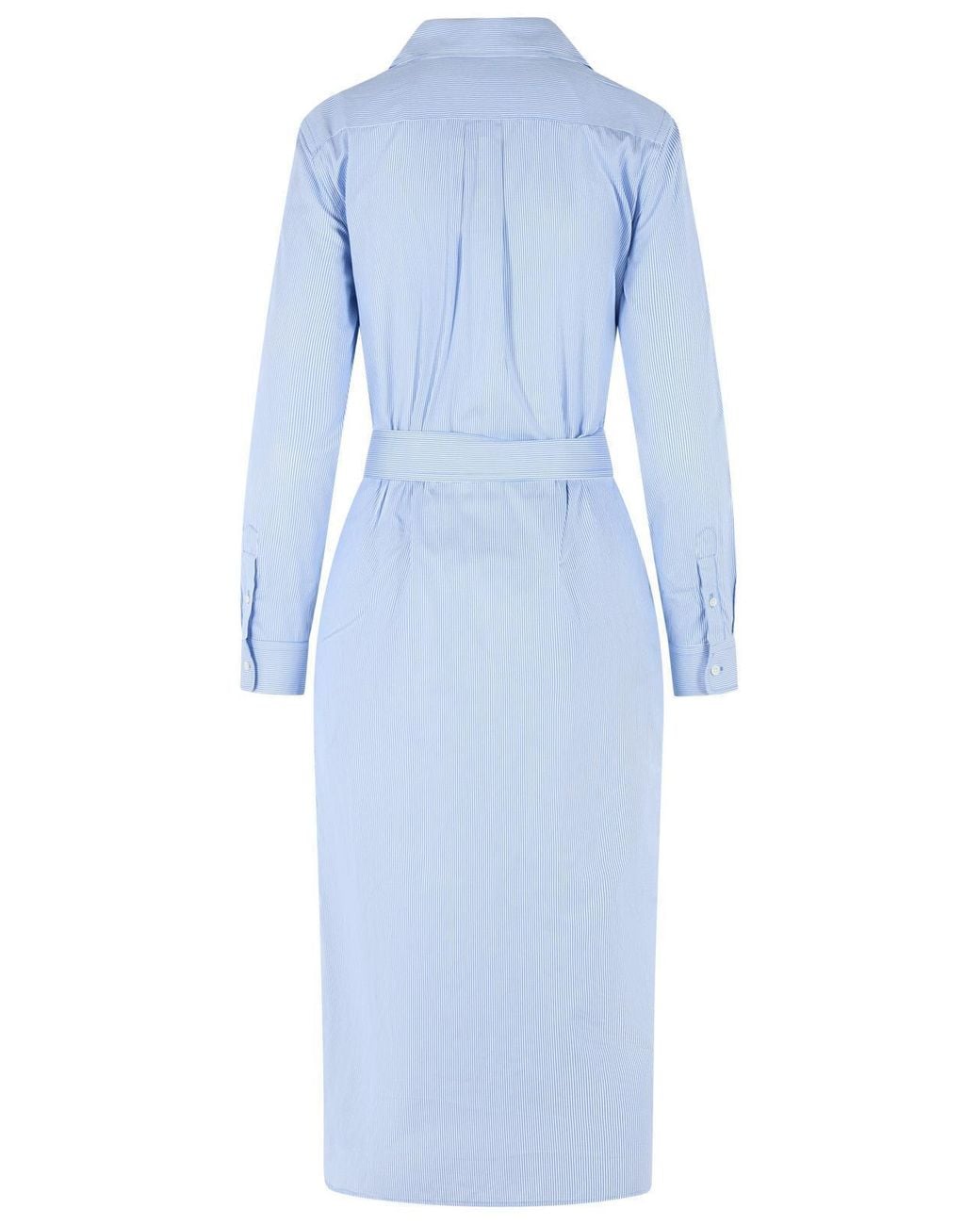 Polo Ralph Lauren Blue Striped Belted Midi Dress